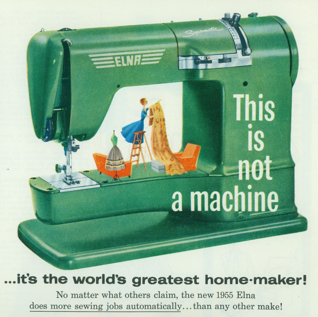 1955 elna sewing machine ad