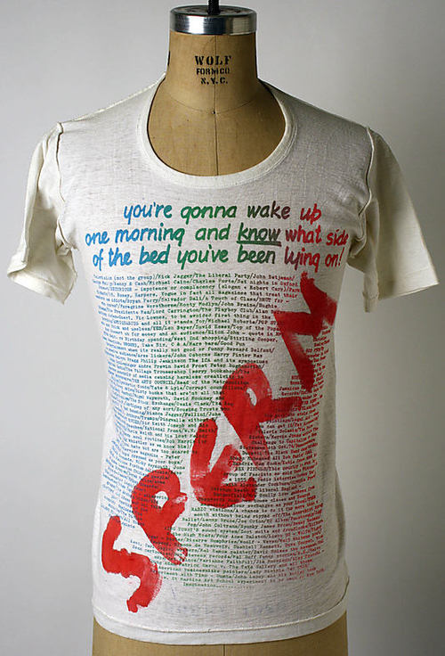 t-shirt designed by Vivienne Westwood and Malcolm Mclaren,  1977
