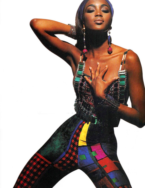 Naomi Campbell in Gianni Versace, Elle 1991