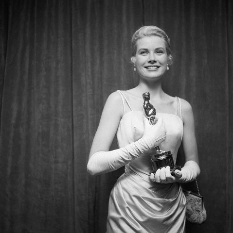 Grace Kelly with Her Academy Award as Best Actress for Her Role in The Country Girl
