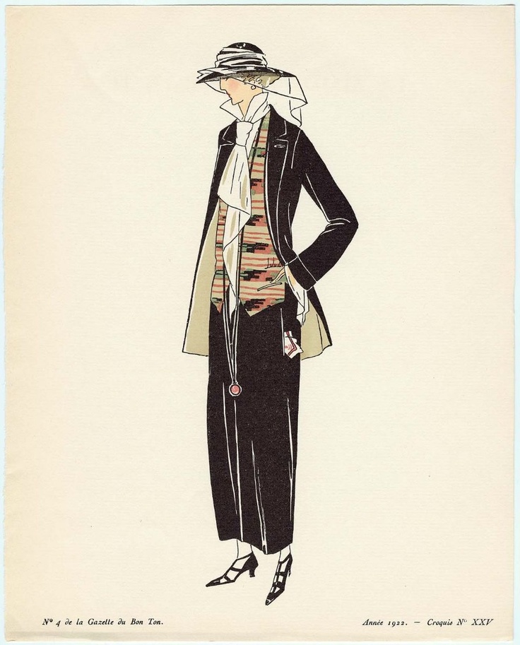 Costumes Tailleur Illustration from La Gazette du Bon Ton French, 1922.